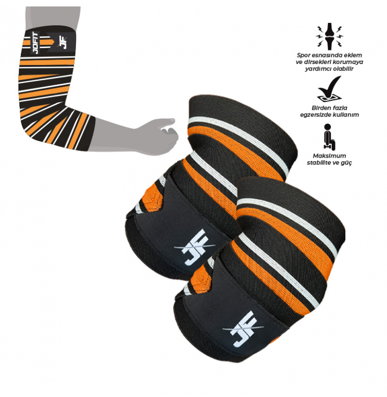 Jofit Elbow Wraps Siyah - Turuncu - 3
