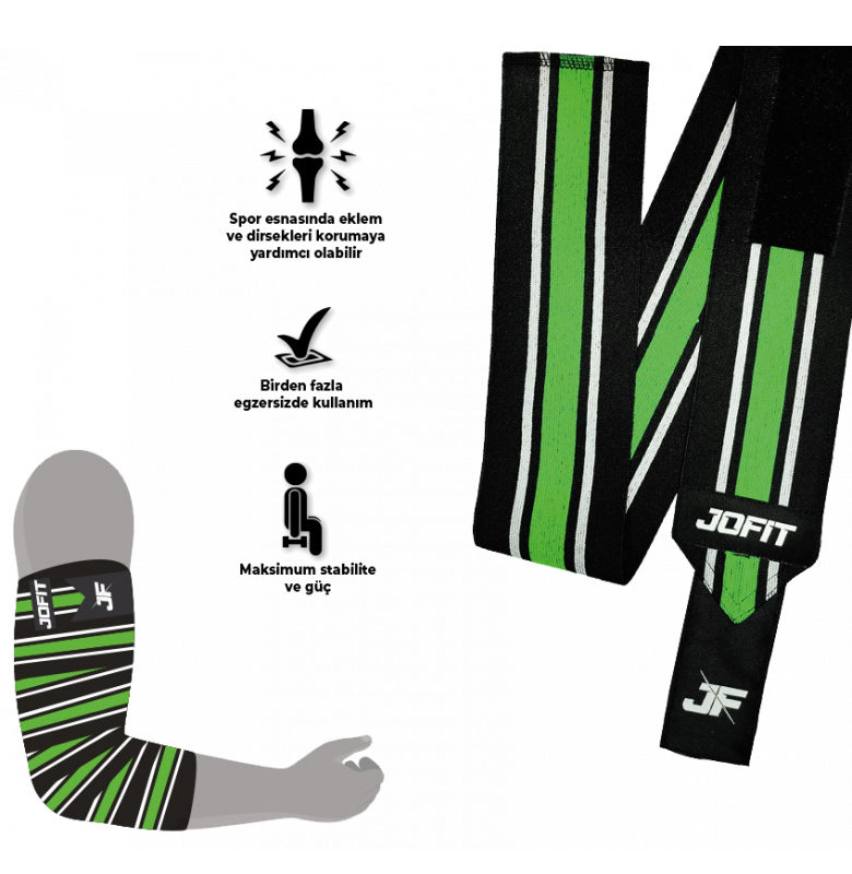 Jofit Elbow Wraps Siyah - Yeşil - 3