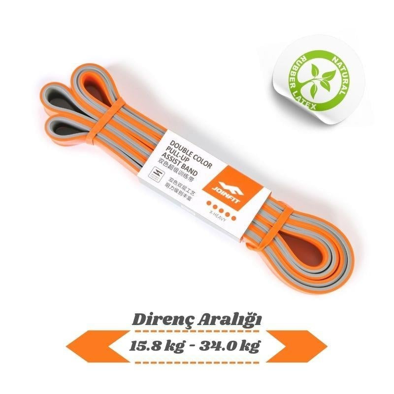 JOINFIT Direnç Lastiği ve Egzersiz Bandı Turuncu-Gri Heavy