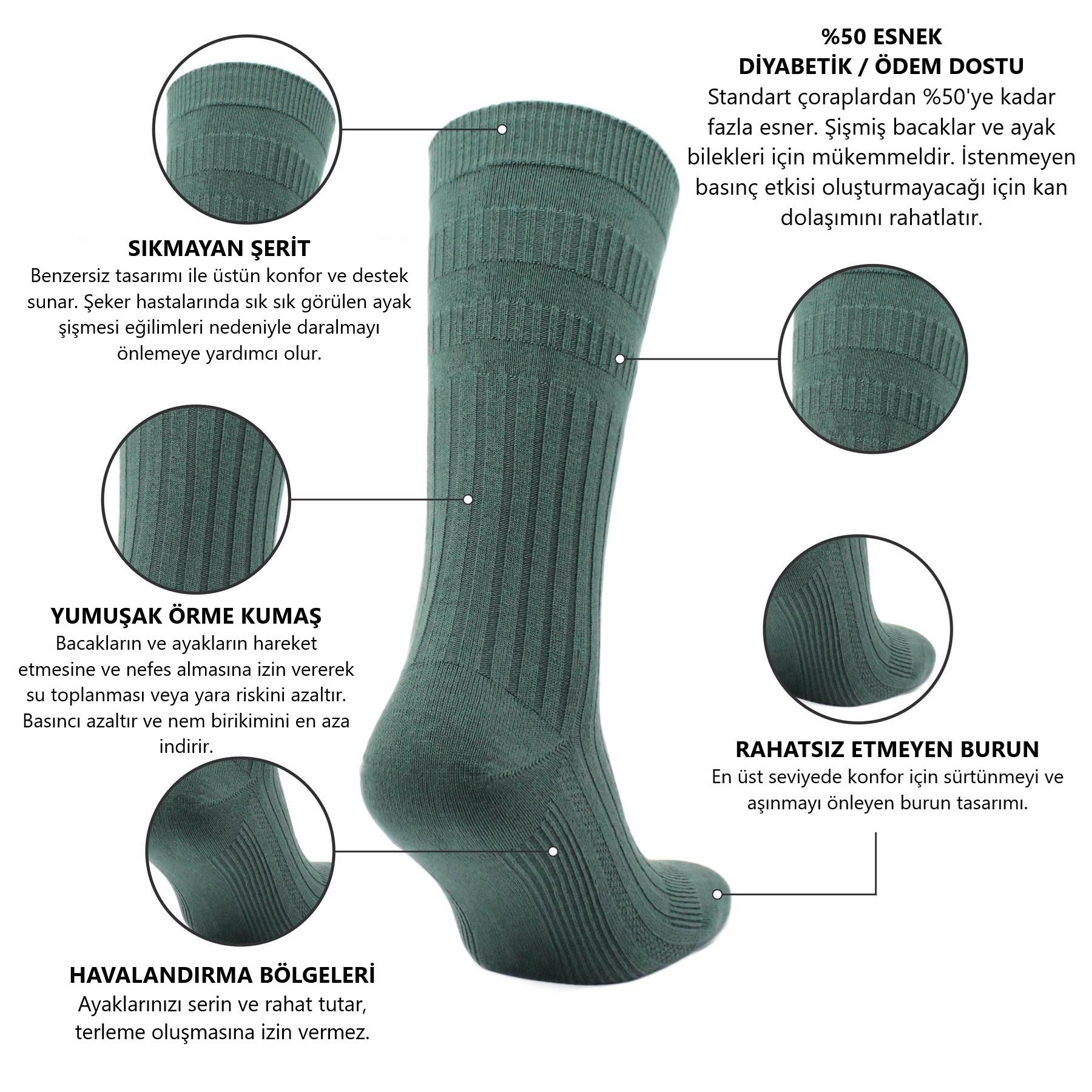 JOSEPH Comfort Fit Tenderhold Pamuklu Diyabet Çorabı 2'li Paket Şarap - 3