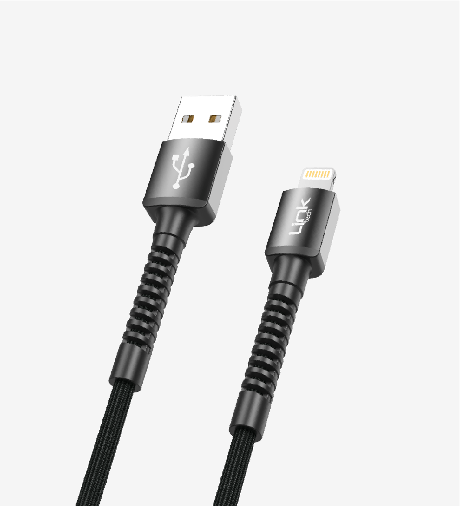 K550 Safe & Fast 1m Braided Metal Head Lightning iPhone Charging Cable Package - 2