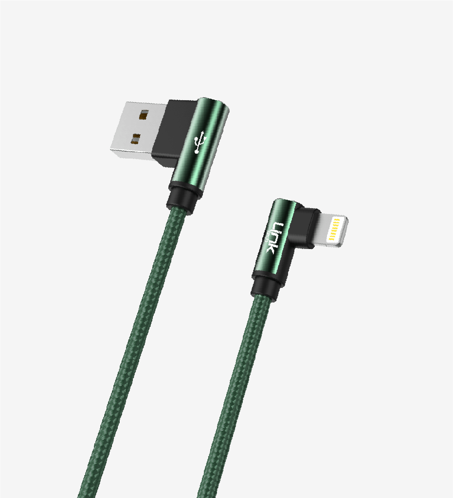 K593 Gaming 1500mm 3A Braided USB Lightning Charging Cable with 90° Degrees Metallic Head - 3