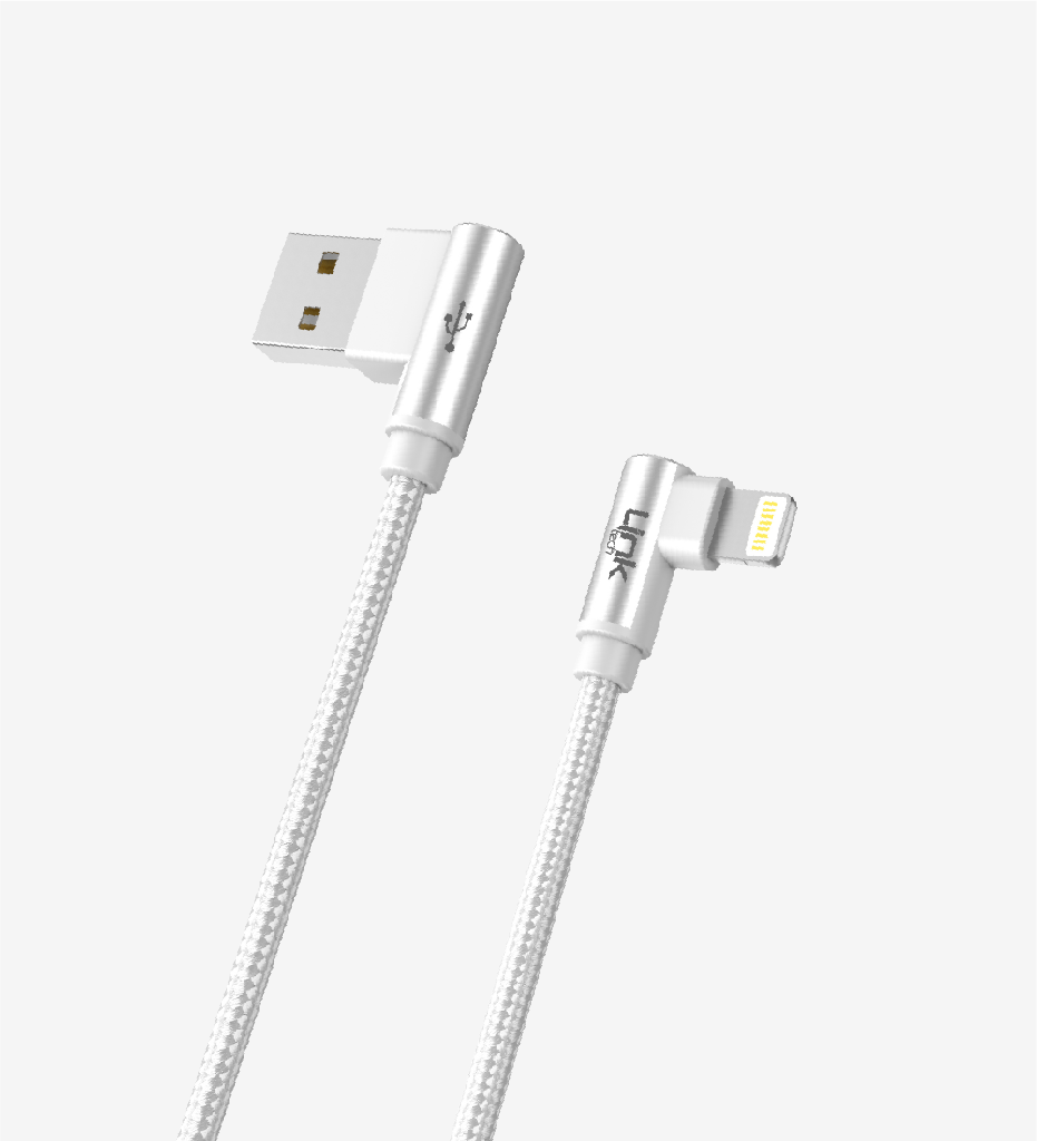 K593 Gaming 1500mm 3A Braided USB Lightning Charging Cable with 90° Degrees Metallic Head - 5