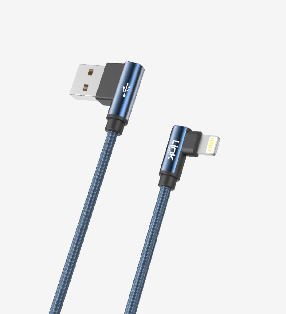 K593 Gaming 1500mm 3A Braided USB Lightning Charging Cable with 90° Degrees Metallic Head  Package - 2