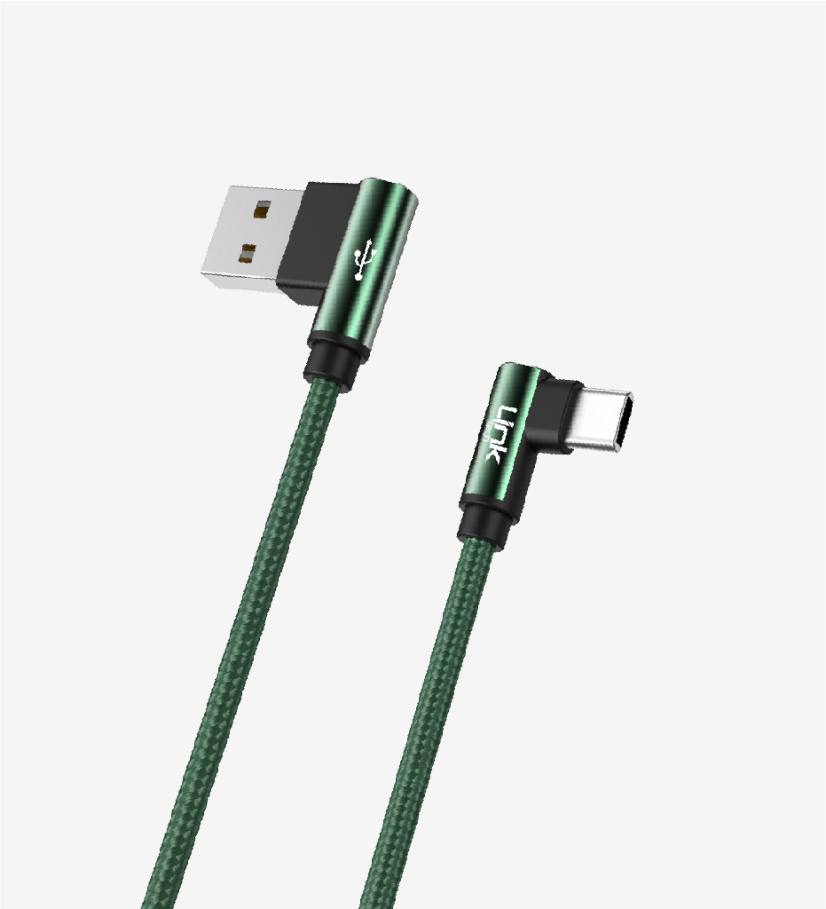 K594 Gaming 1500mm 3A Braided USB Type-C Charging Cable with 90° Degrees Metallic Head - 3