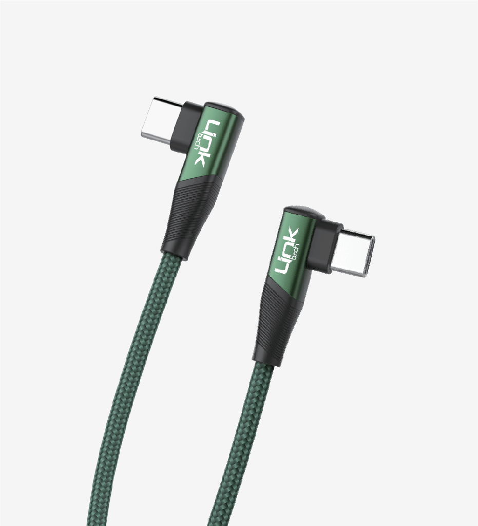 K595 Gaming 1500mm 3A 60W Braided  Type-C Type-C Charging Cable with 90° Degrees Metallic Head  Package - 2