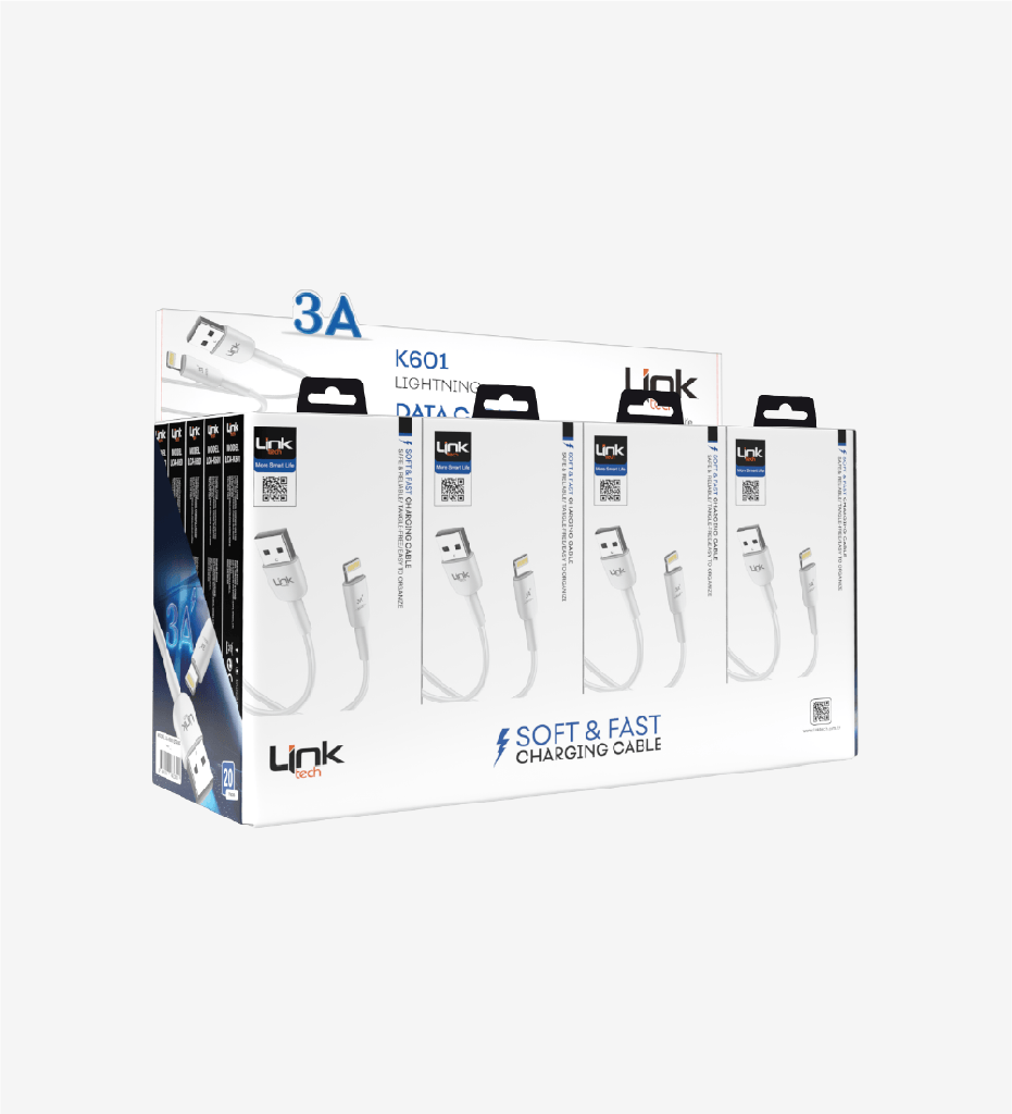 K601 Safe 3A USB-A Lightning USB Charging Cable 100 Pack - 2