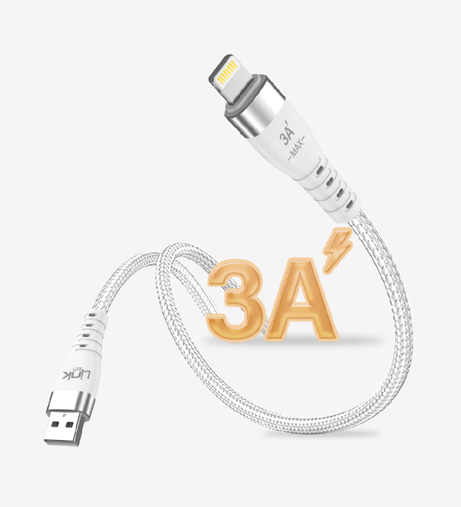 K651 Premium MFI Certified 100cm 3A Braided Metal Head USB-A Lightning Charging Cable - 2