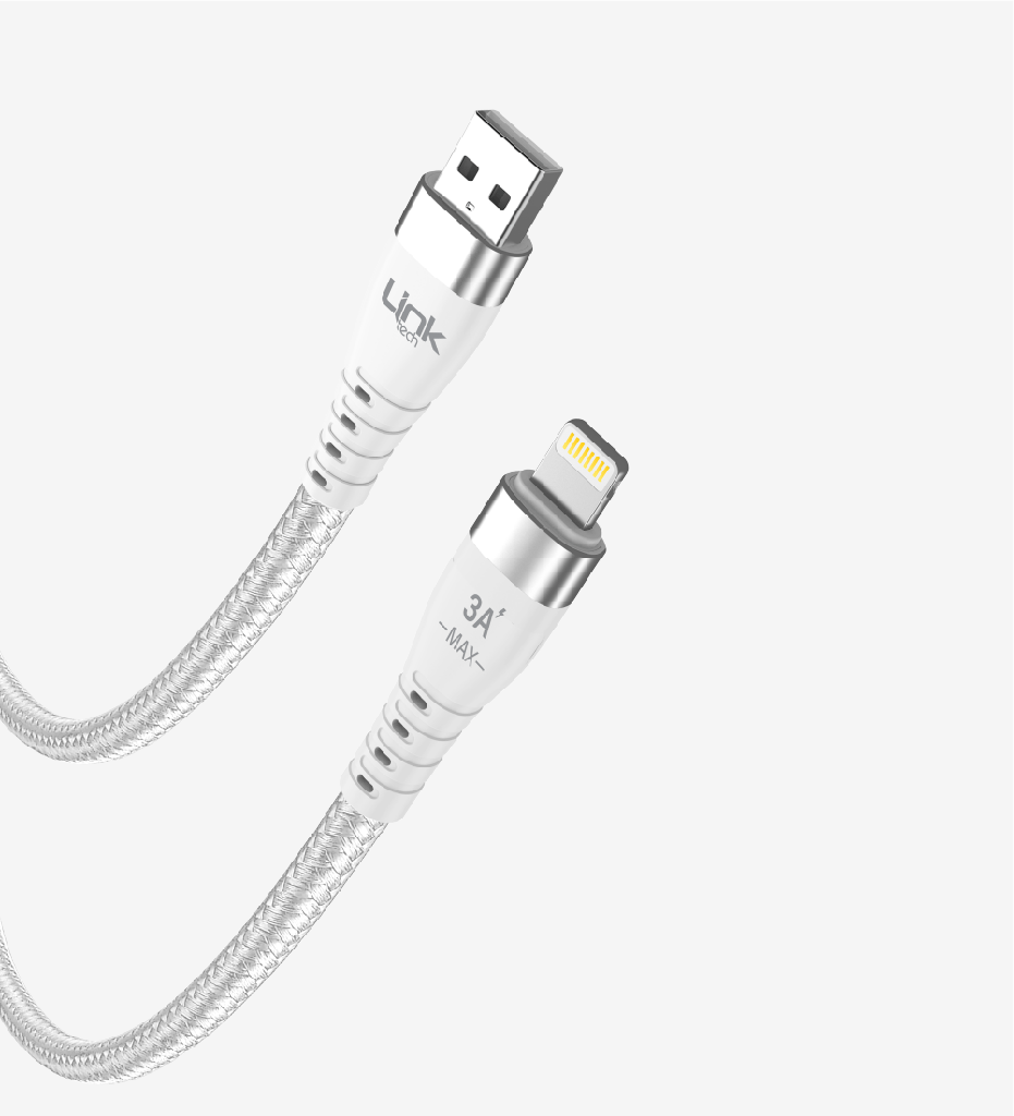 K651 Premium MFI Certified 100cm 3A Braided Metal Head USB-A Lightning Charging Cable - 3