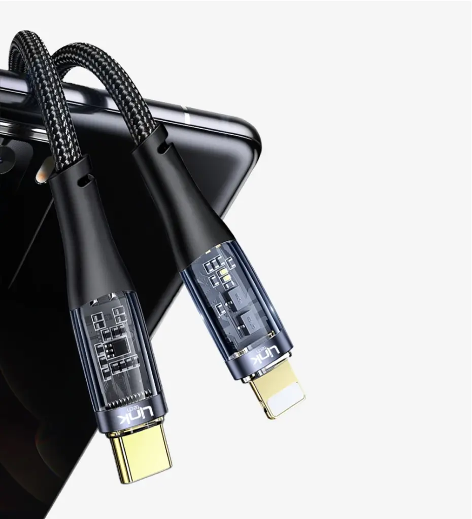 K674 2in1 Transparent 130cm 60W Type-C → (Type-C + Lightning) Data Cable - 2