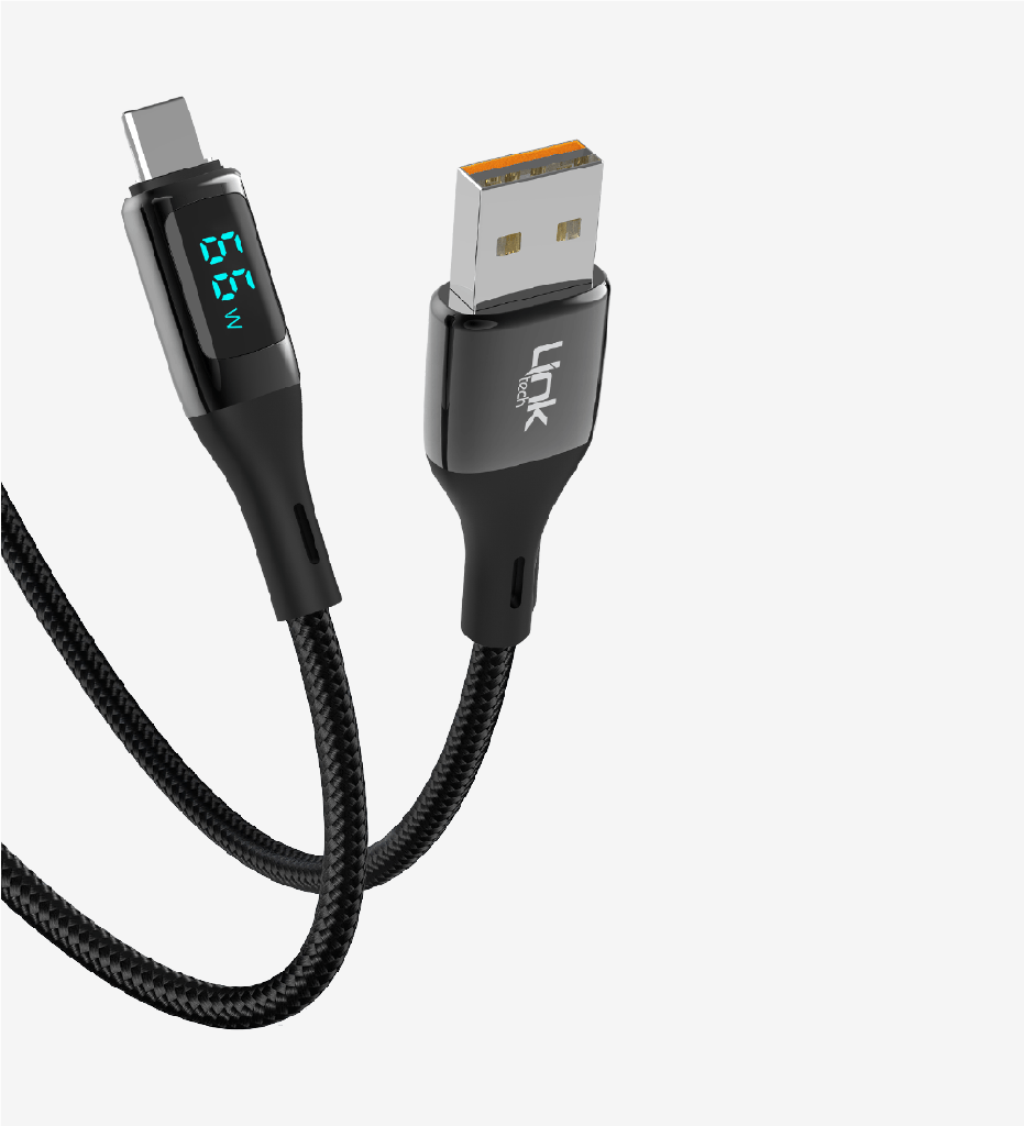K681 PD 66W USB-A Type-C Zinc Head with Digital Display Charging Cable - 2
