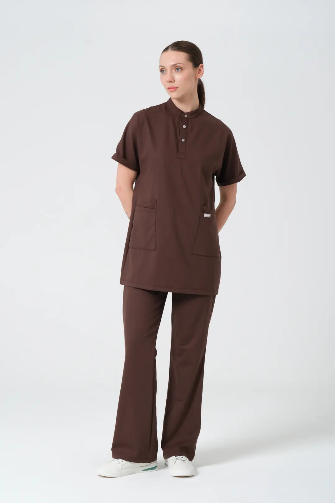 KAHVERENGİ - SAĞLIK ÇALIŞANLARI İSPANYOL PAÇA ALT ÜNİFORMA (ELITE)