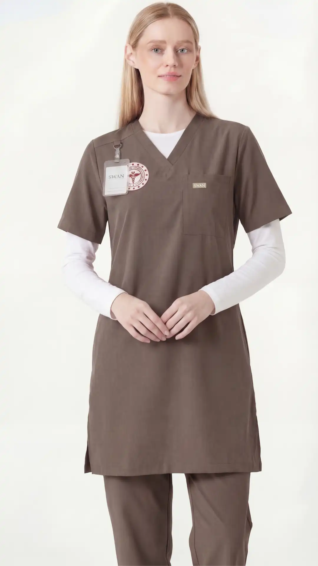 KAHVERENGİ- SAĞLIK ÇALIŞANLARI TESETTÜR ÜNİFORMA TAKIM