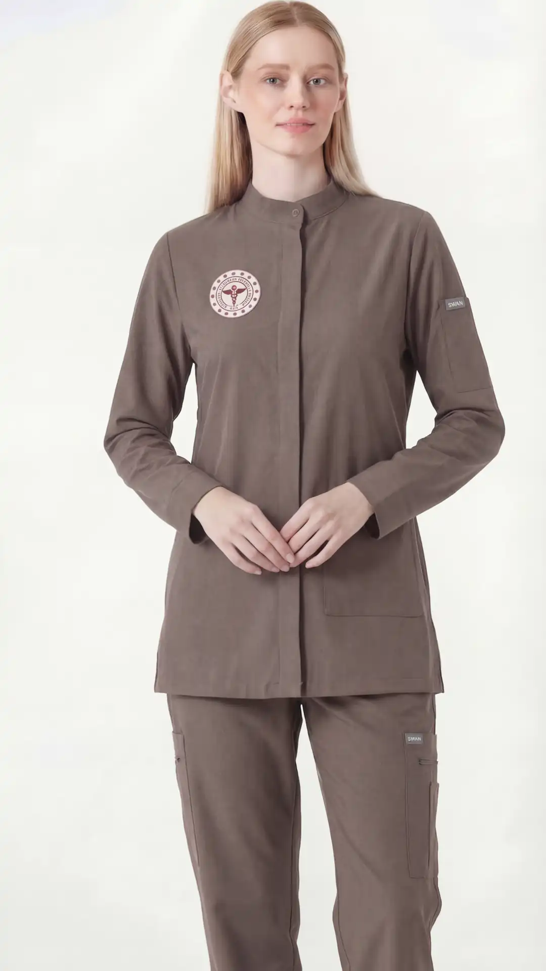 KAHVERENGİ- SAĞLIK ÇALIŞANLARI TESETTÜR ÜNİFORMA TAKIM (UZUN KOL)