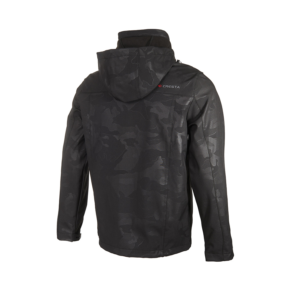 Kaplamalı ve Kapüşonlu Desenli Softshell Ceket - 3