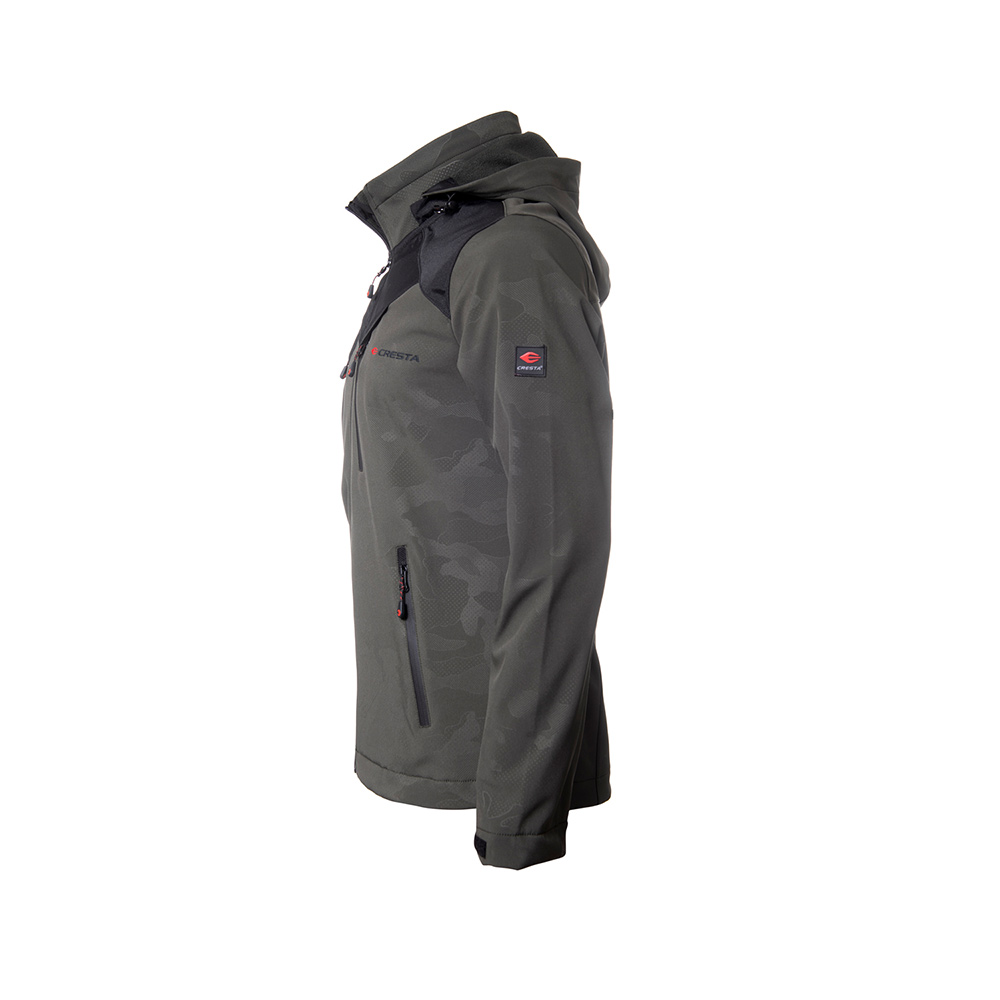 Kaplamalı ve Kapüşonlu Desenli Softshell Ceket - 2