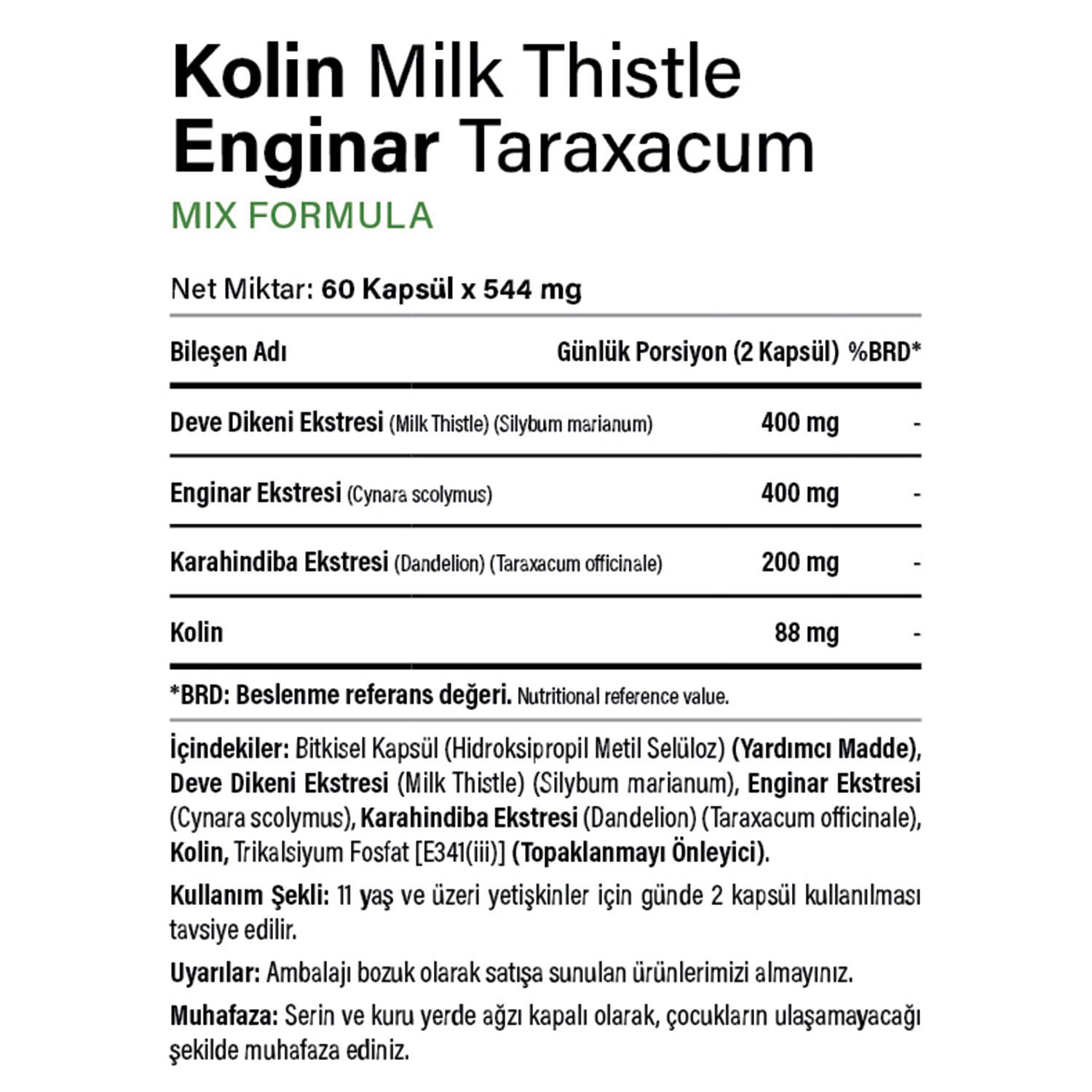 Kolin Milk Thistle Enginar Taraxacum 60 Kapsül - 2