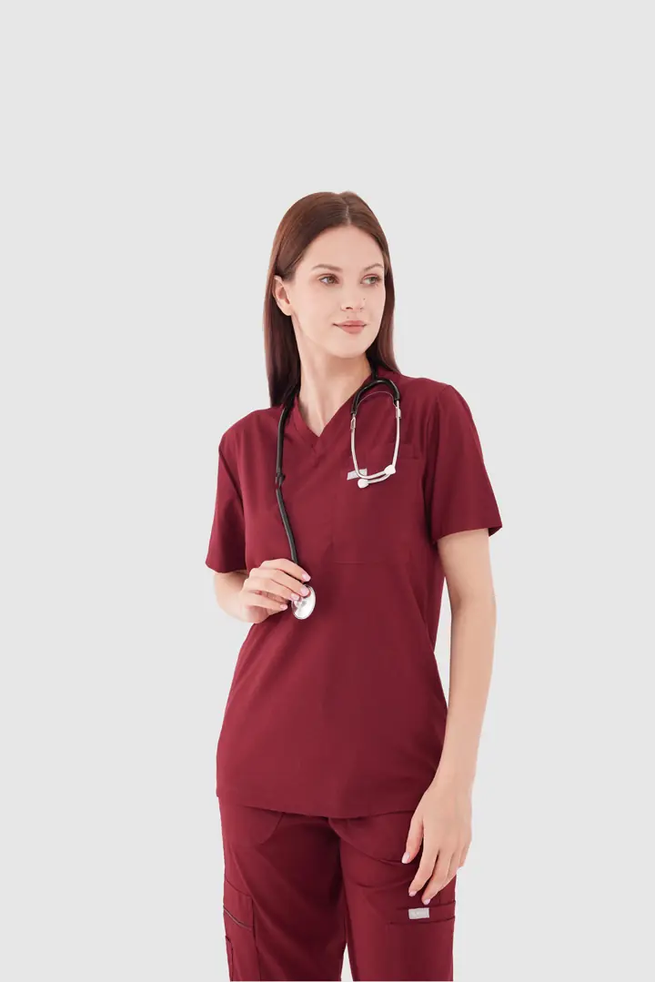 L Y O N -  Bordo Kadın Üst Üniforma (OVERSİZE)