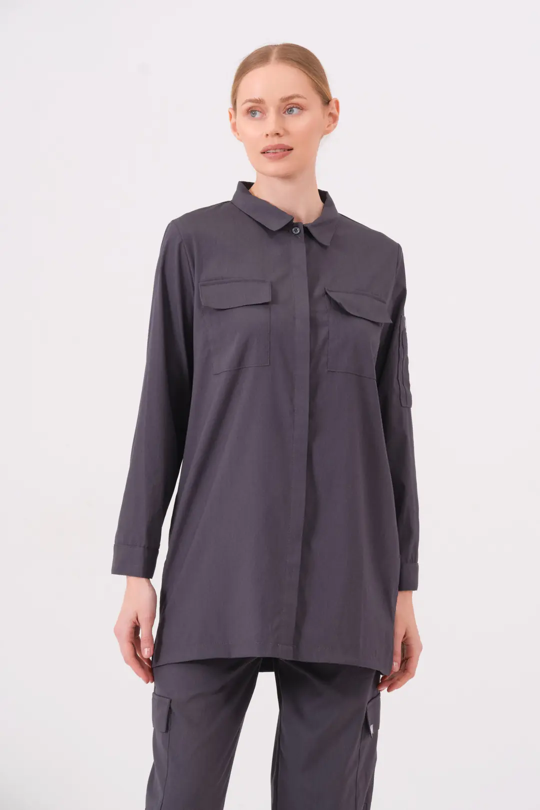 LAURA - ANTRASİT KADIN TESETTÜR ÜST ÜNİFORMA