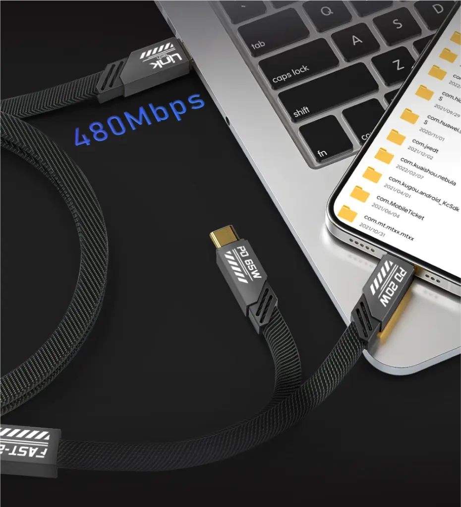 K475 Mecha Style 120cm 65W+20W USB-C → Type-C + Lightning PD Fast Charging Y-Cable - 3