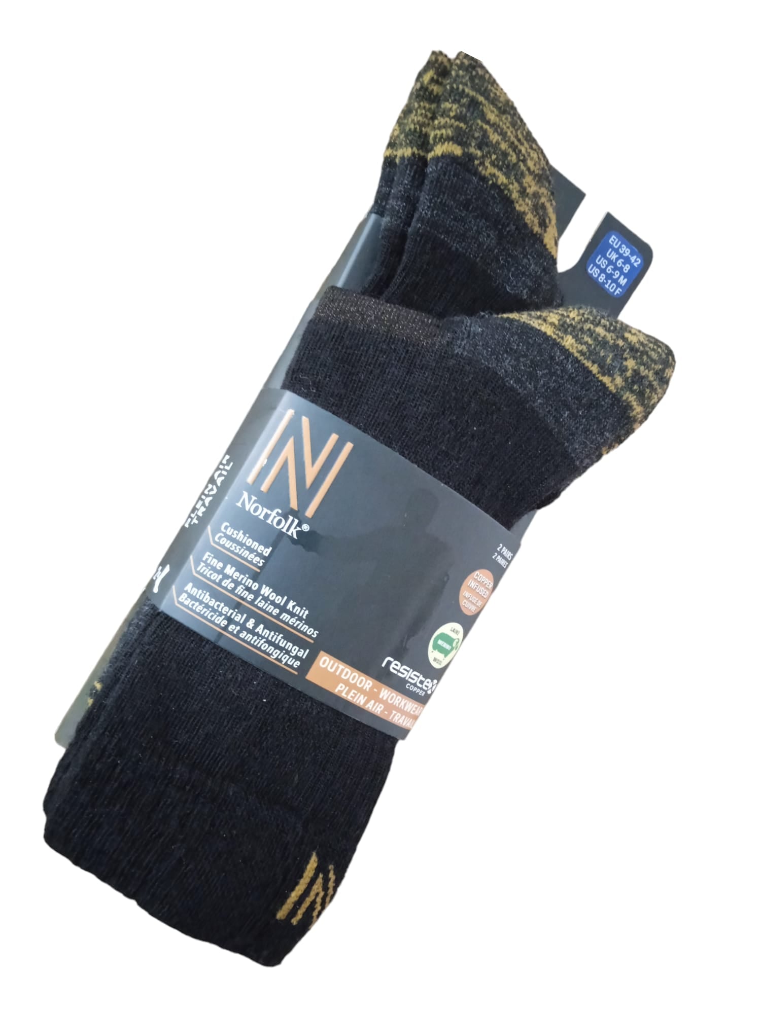 LEONARDO Bakır Telli İnce Merinos Yünlü Yastıklı Outdoor Antibakteriyel Yürüyüş Çorabı 2 Çift - 3