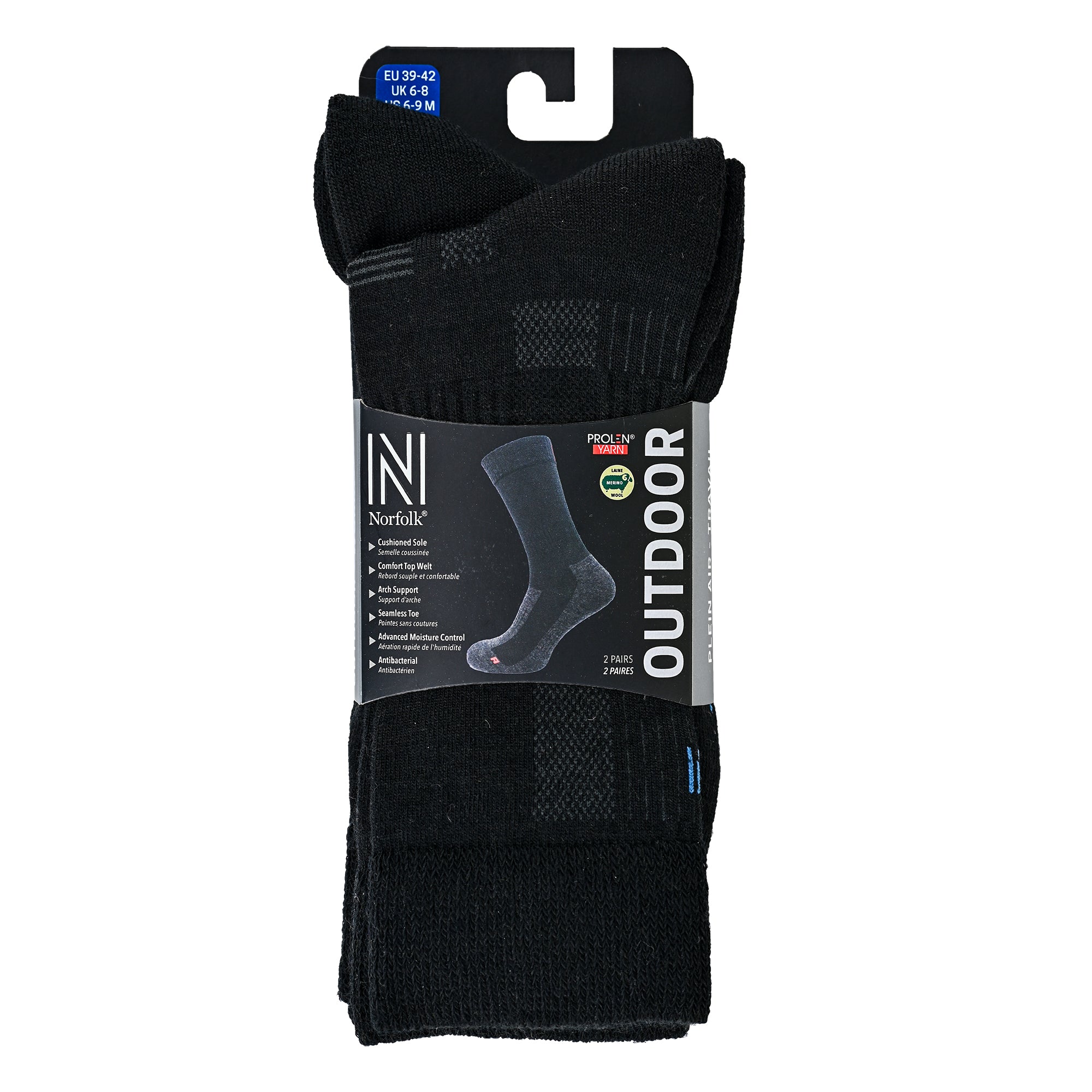 LEONARDO Merino Yünü Outdoor Yürüyüş Çorabı 2'li Paket Jet Black - 7