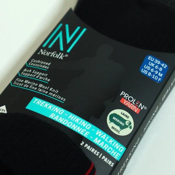 LEONARDO Merino Yünü Outdoor Yürüyüş Çorabı 2'li Paket Siyah - 3