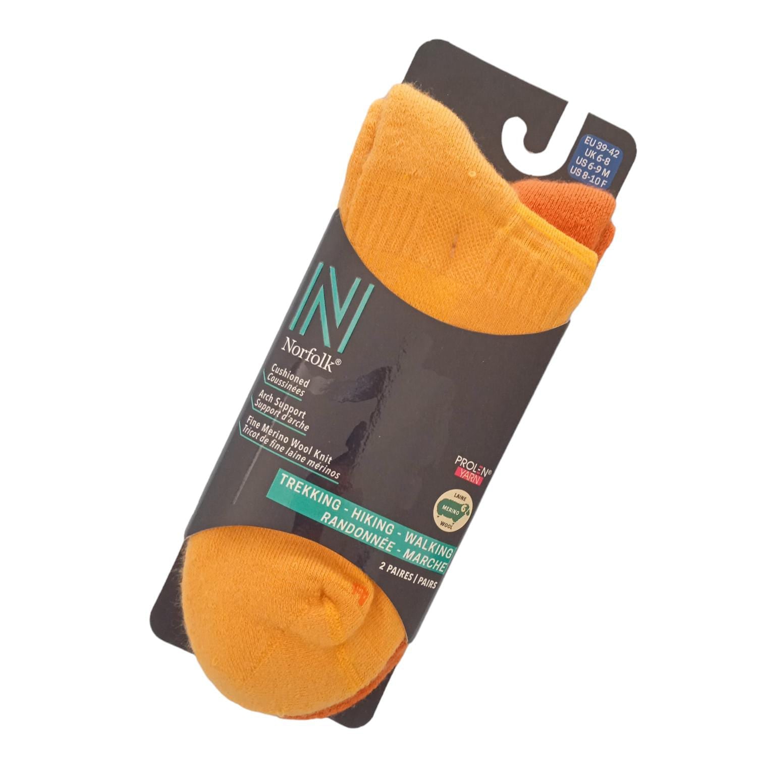 Leonardo QTR Merinos Yünü Yastıklamalı Bisiklet/Yürüyüş Çorabı 2'li Paket Sarı/Turuncu - 3