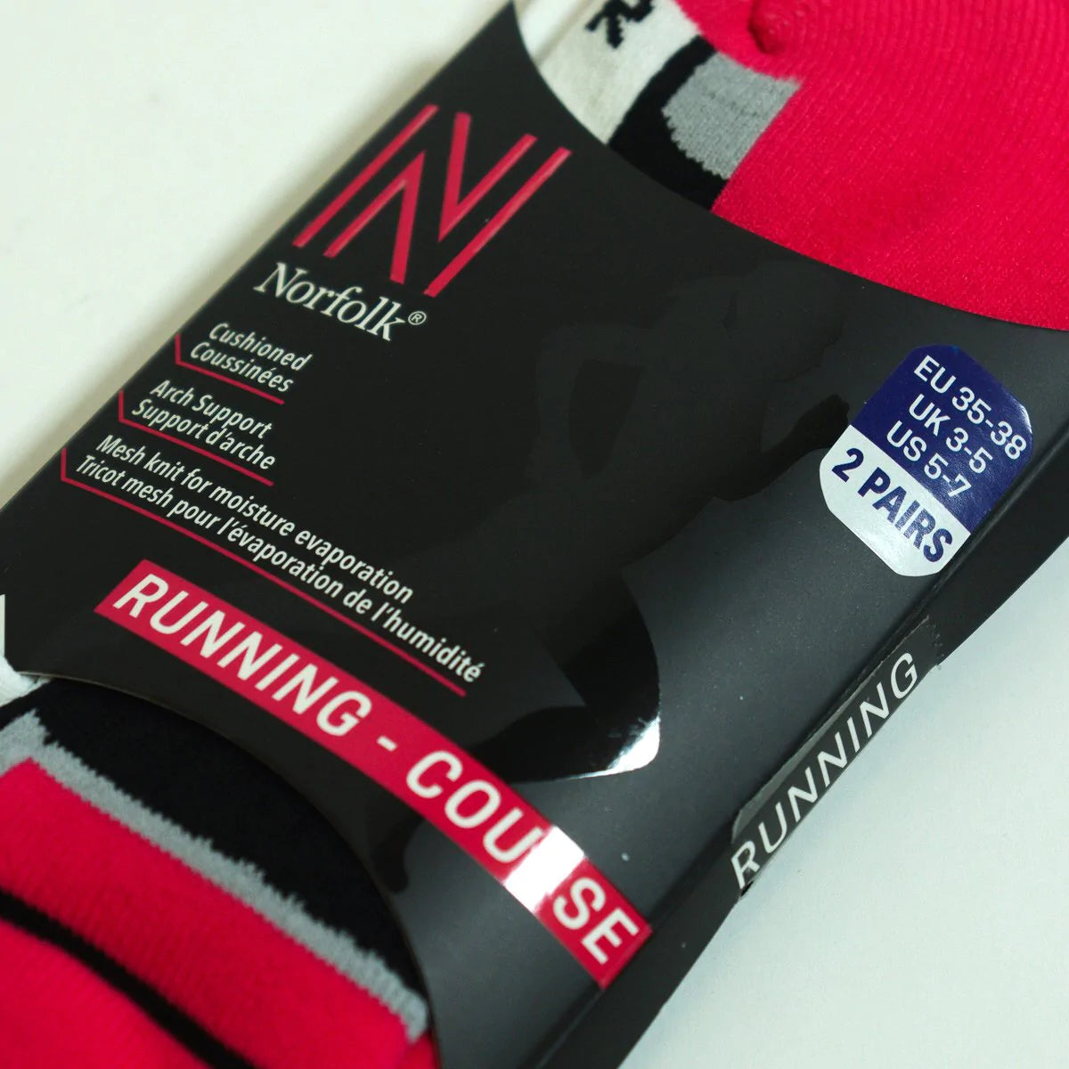 Lewis Ekstra Destekli Kısa Kesim Koşu ve Yürüyüş Çorabı 2'li Paket Fuşya - 3