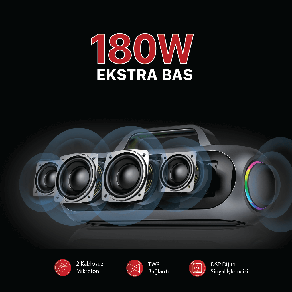 M420 Premium Extra Bass Bluetooth Speaker with Two Wireless Microphone - 4
