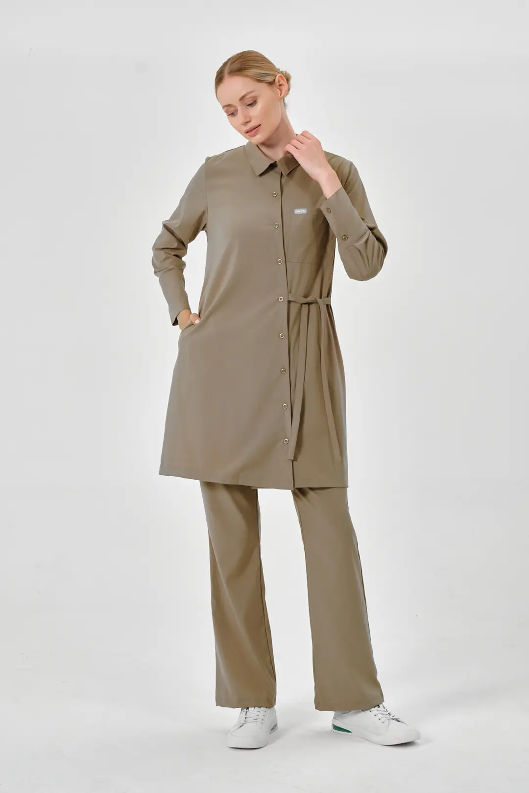 LUNA - BEJ KADIN TESETTÜR ÜST ÜNİFORMA - 7