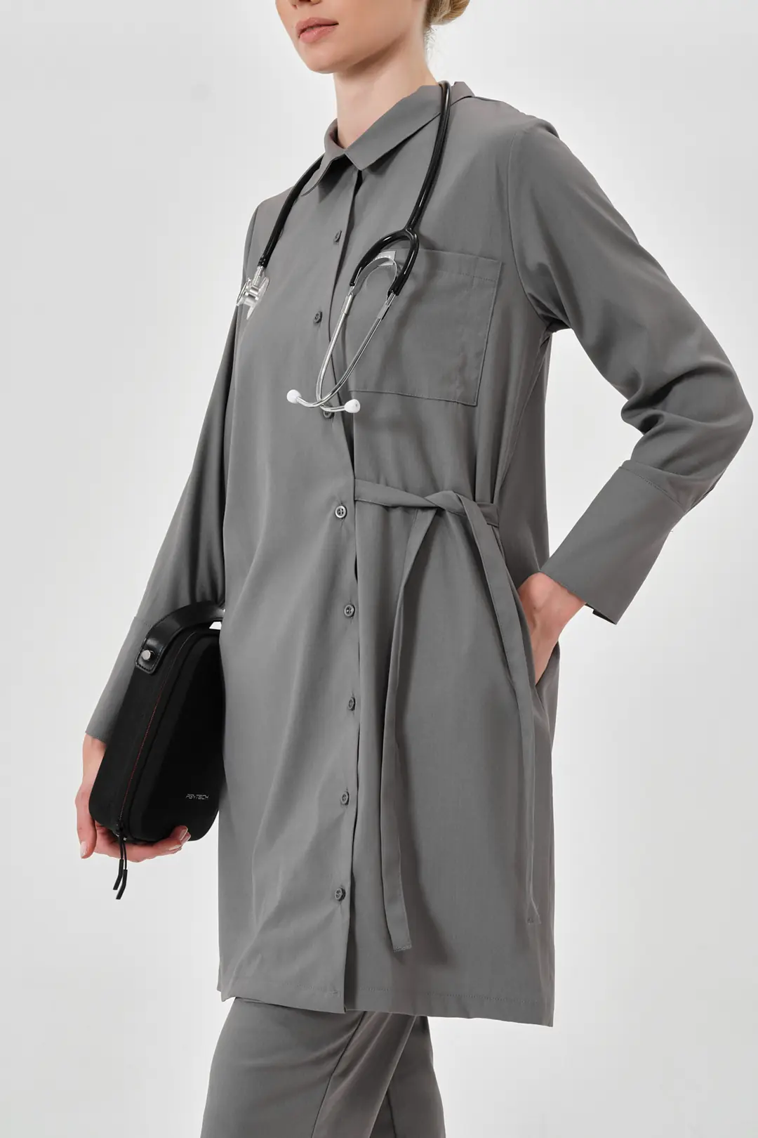 LUNA - GRİ KADIN TESETTÜR ÜST ÜNİFORMA - 5