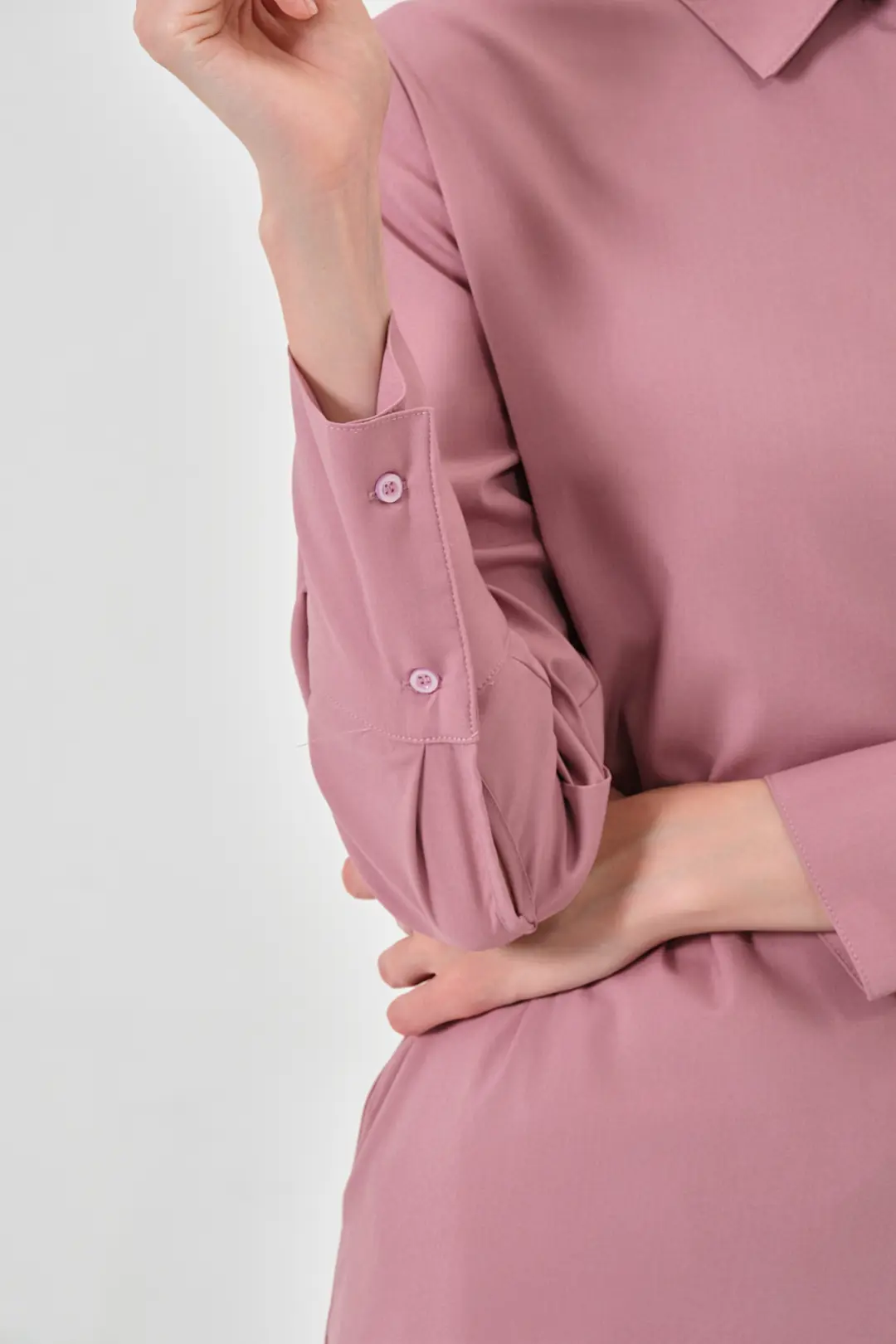 LUNA -  GÜL KURUSU KADIN TESETTÜR ÜST ÜNİFORMA - 4