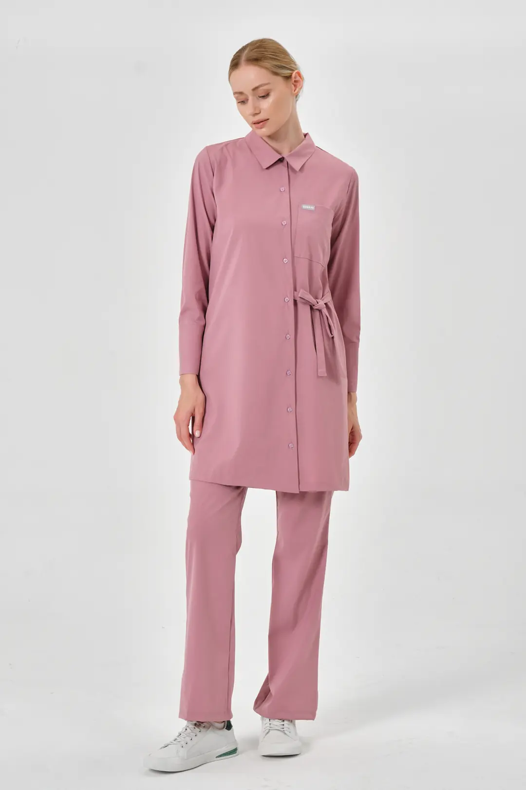 LUNA -  GÜL KURUSU KADIN TESETTÜR ÜST ÜNİFORMA - 7