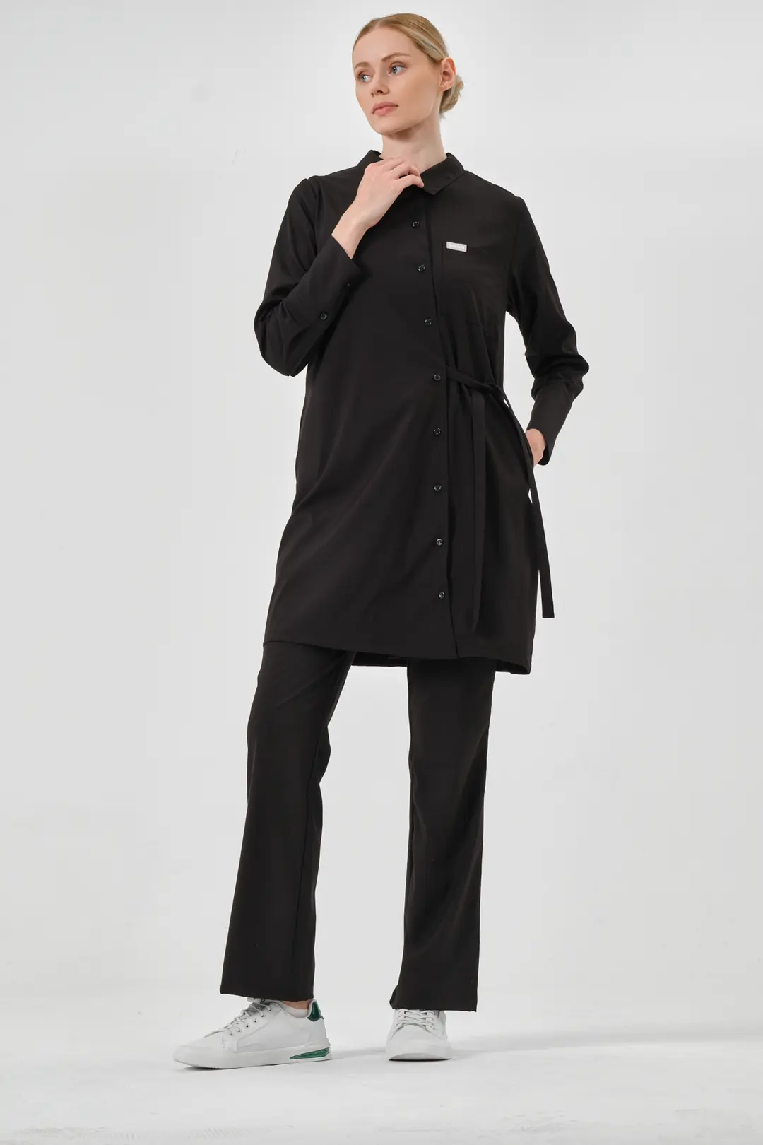 LUNA - SİYAH KADIN TESETTÜR ÜST ÜNİFORMA - 6