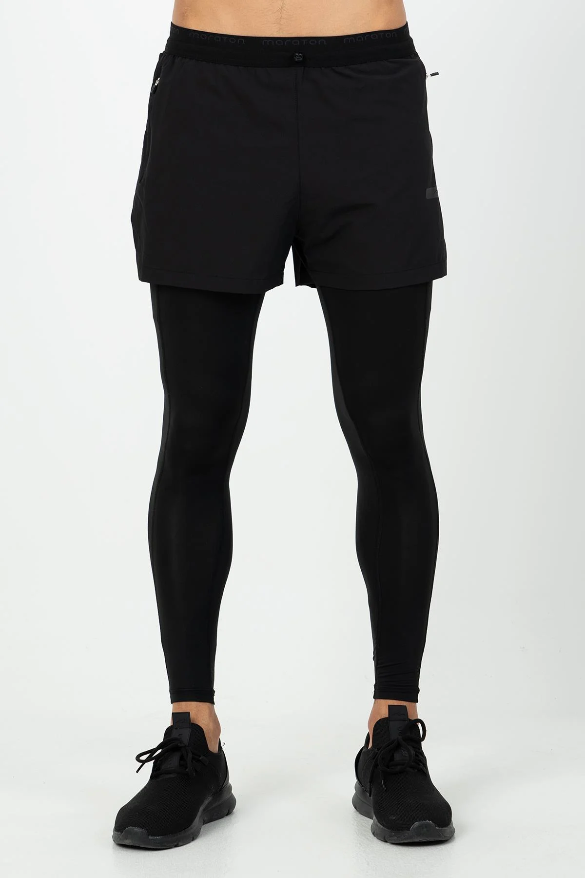 Maraton 2in1 Erkek Full Lenght Siyah Şort