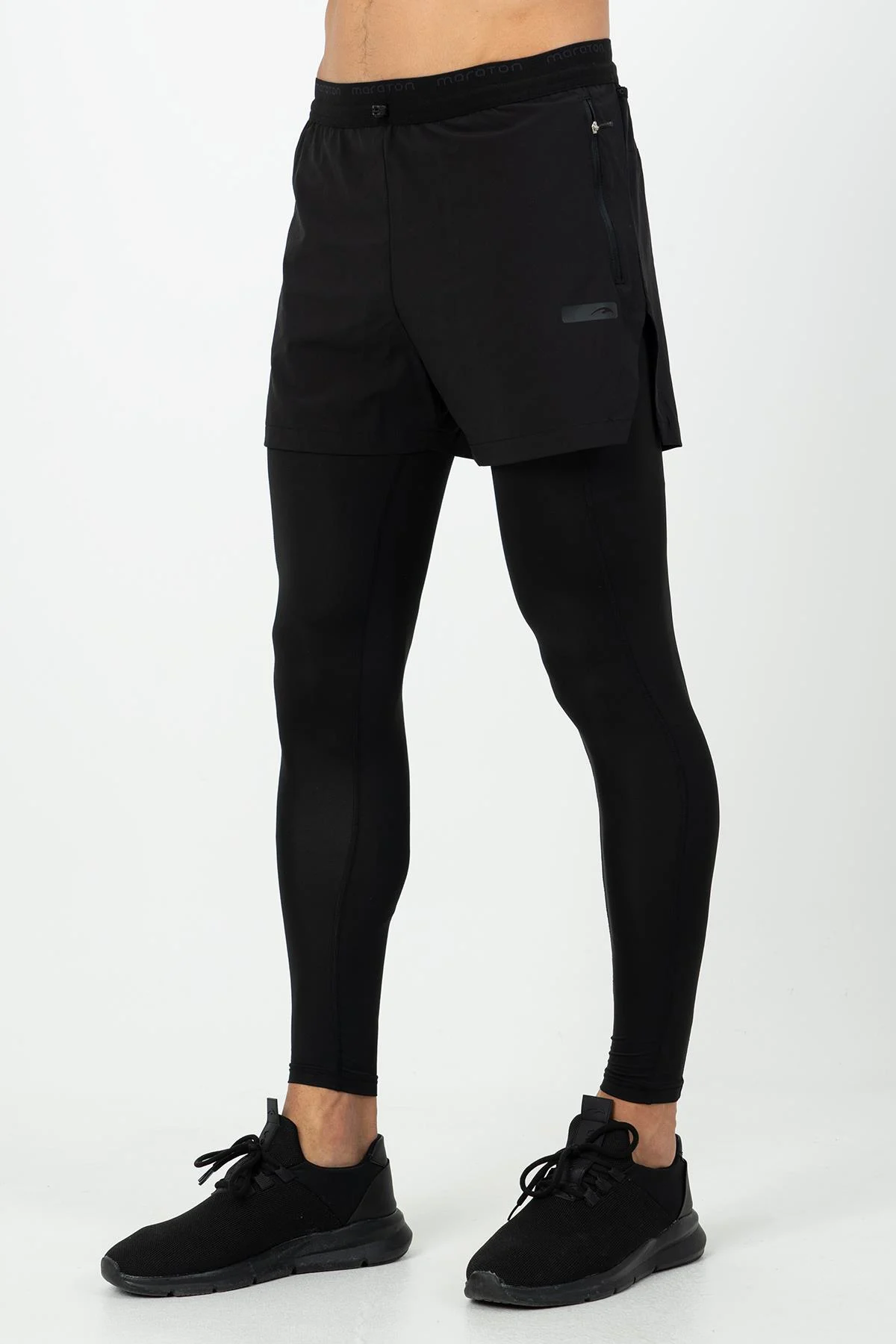 Maraton 2in1 Erkek Full Lenght Siyah Şort - 4
