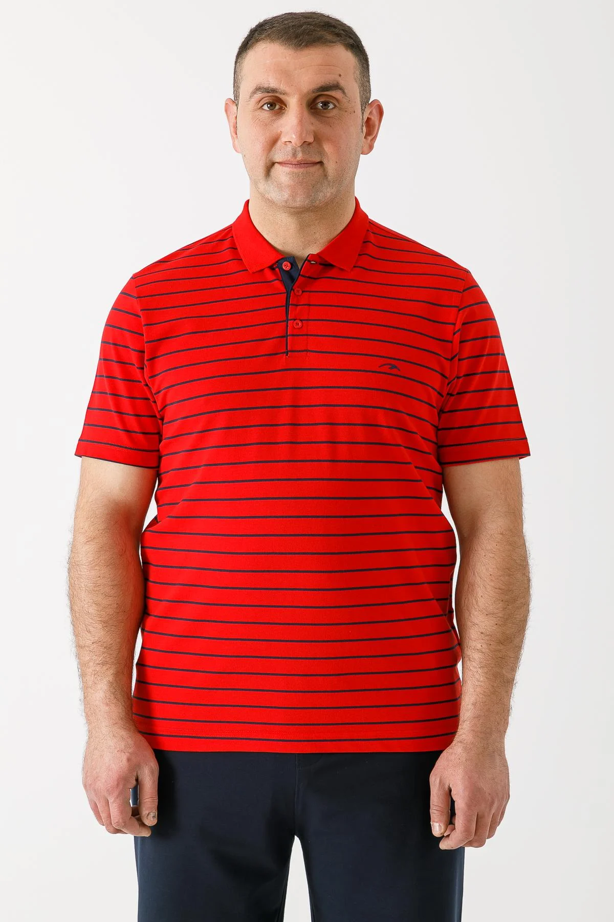 Maraton Büyük Beden Erkek Polo Yaka Kırmızı T-shirt