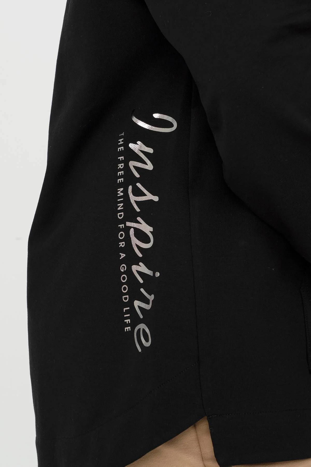 Maraton Büyük Beden Kadın Kapüşonlu Siyah Sweatshirt - 6