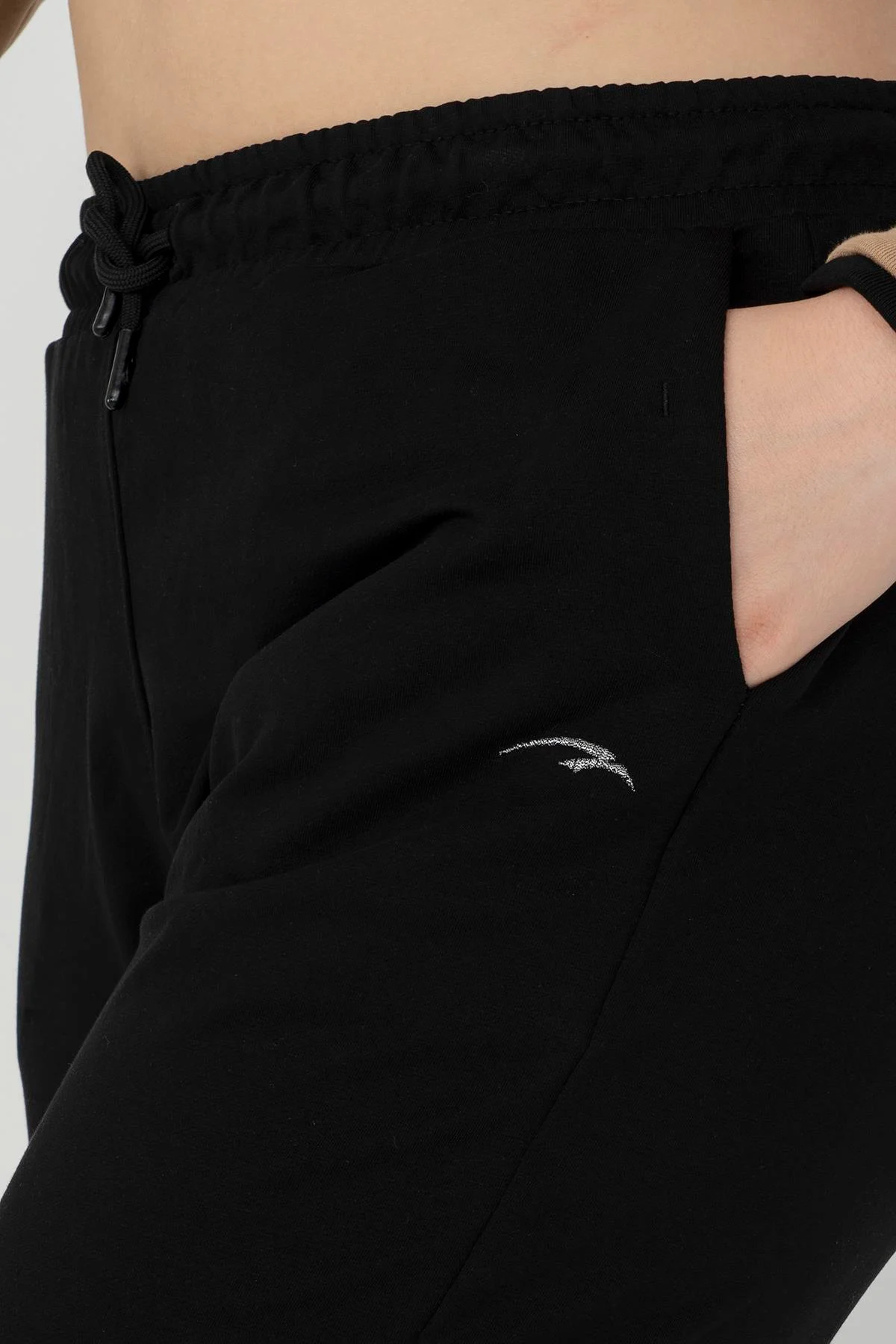 Maraton Büyük Beden Kadın Lastik Paça Siyah Eşofman Altı - 7