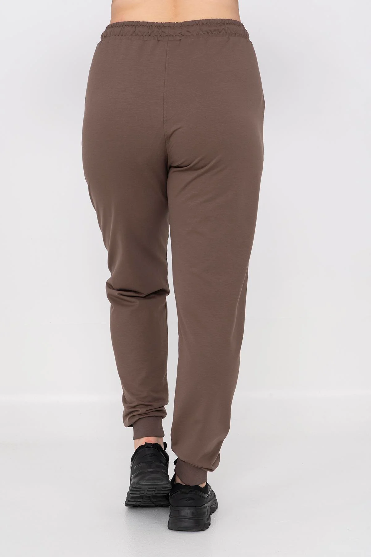 Maraton Büyük Beden Kadın Ribana Paça Kakao Eşofman Altı - 3