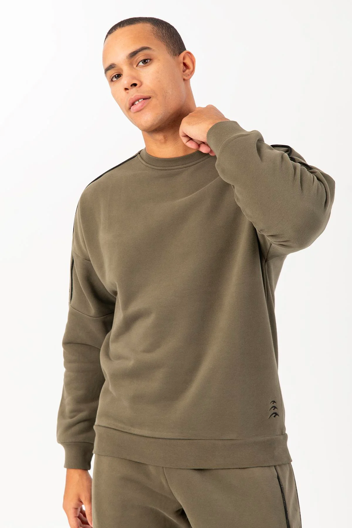 Maraton Comfort Erkek Bisiklet Yaka Açık Haki- Sweatshirt