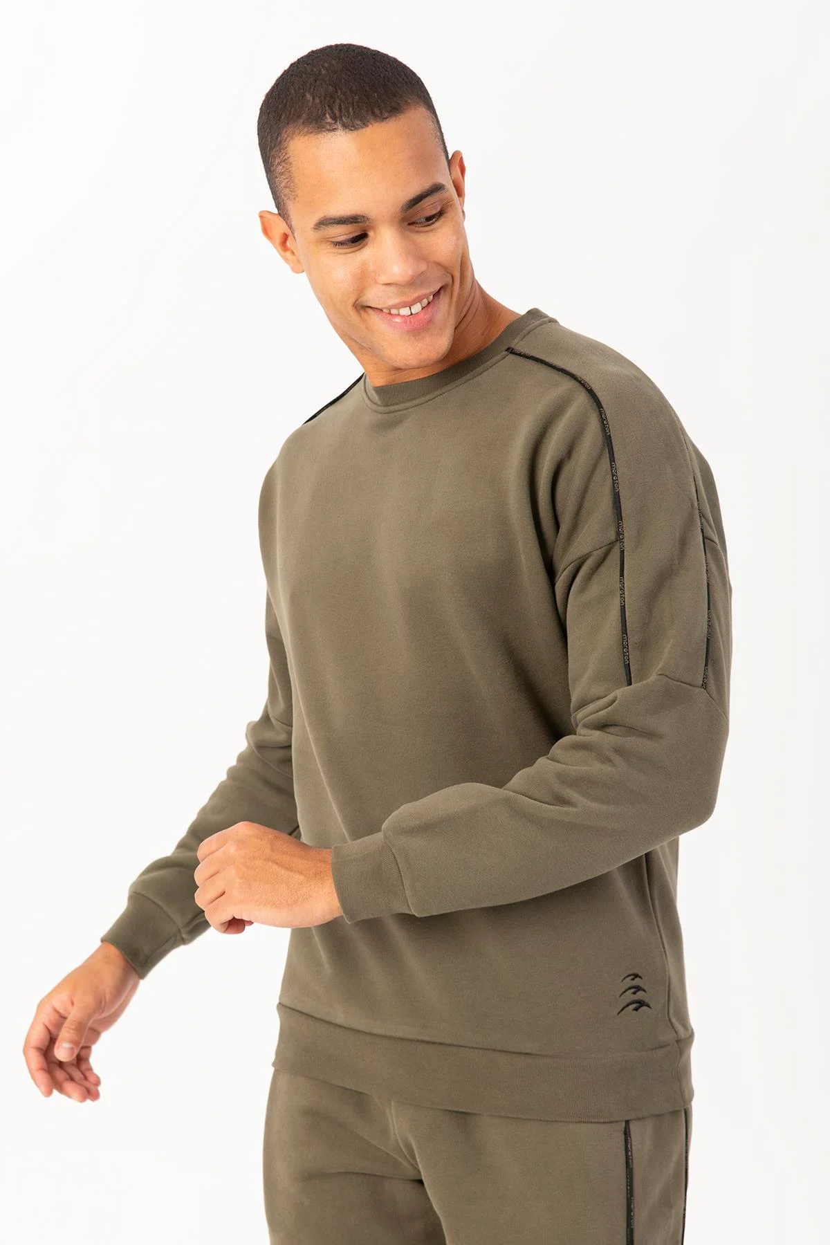 Maraton Comfort Erkek Bisiklet Yaka Açık Haki- Sweatshirt - 4