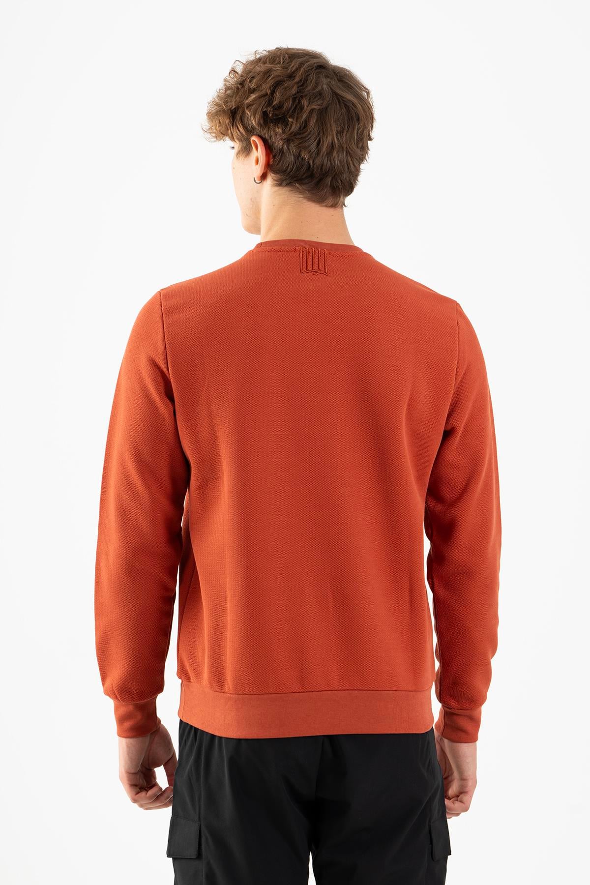 Maraton Comfort Erkek Bisiklet Yaka Kiremit-Siyah Sweatshirt - 3