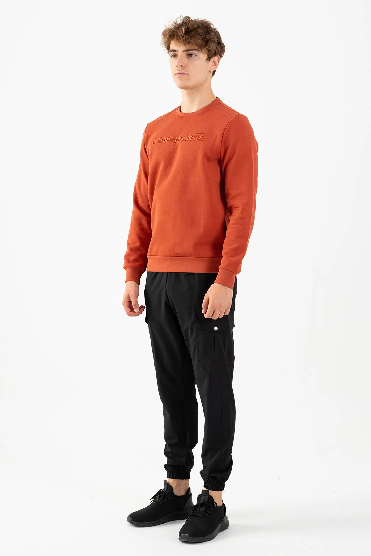 Maraton Comfort Erkek Bisiklet Yaka Kiremit-Siyah Sweatshirt - 4