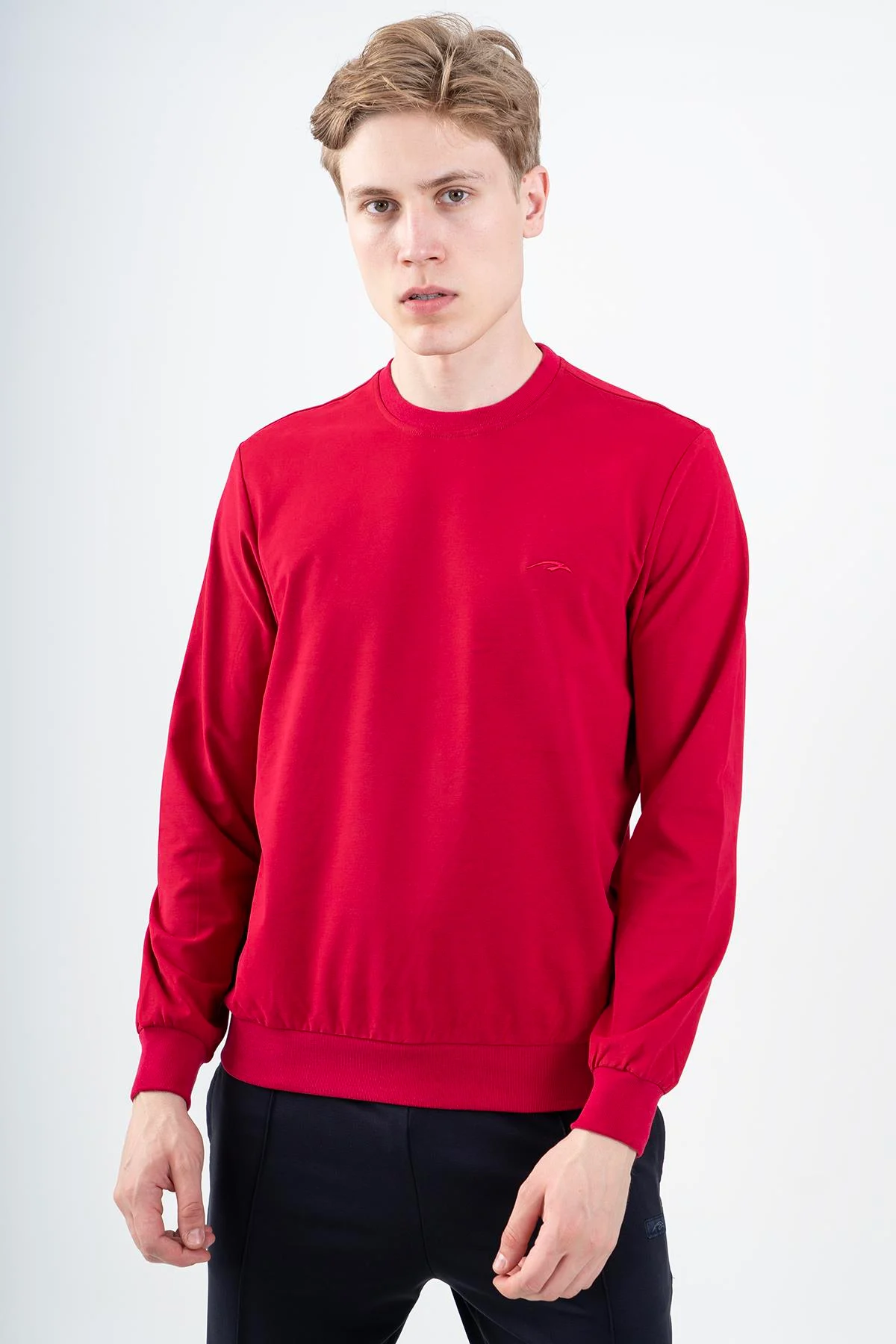 Maraton Comfort Erkek Bisiklet Yaka Koyukırmızı Sweatshirt