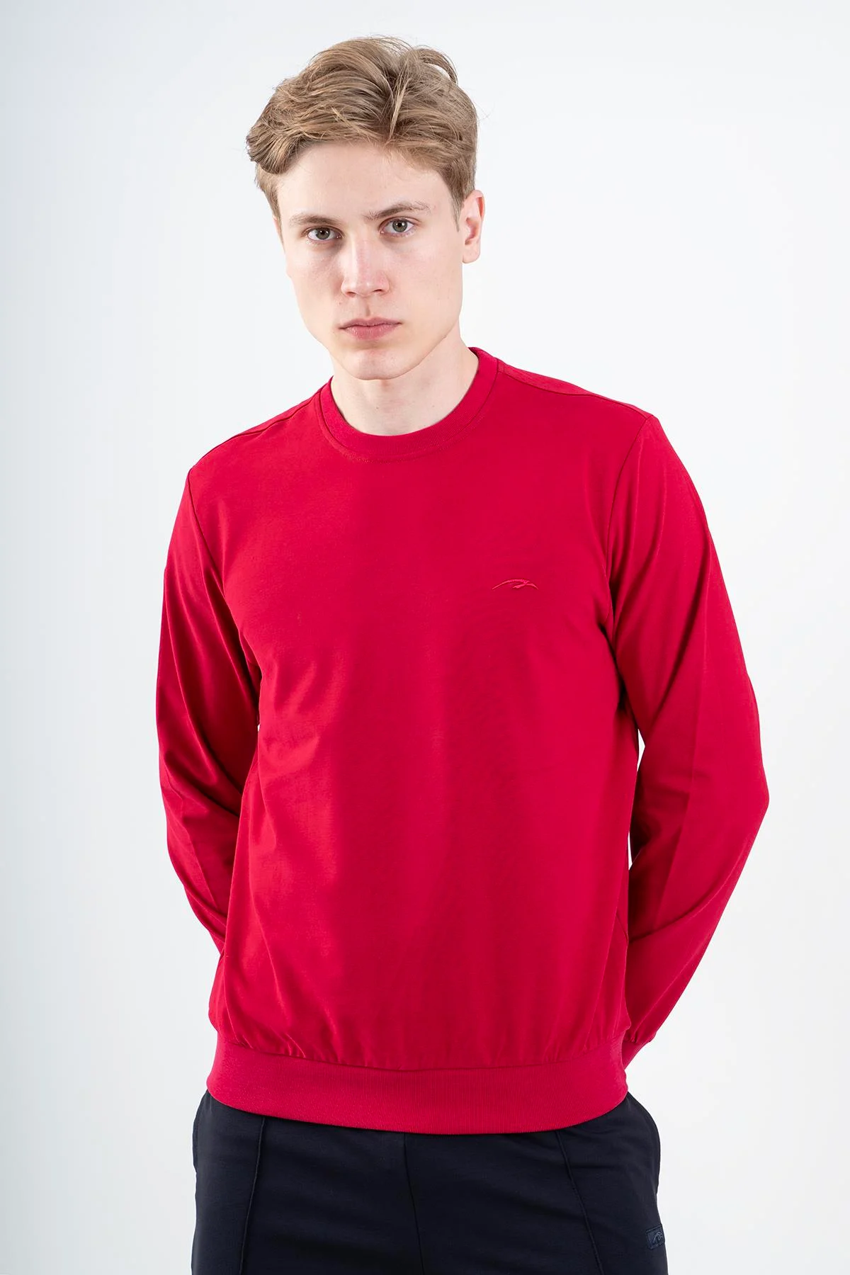 Maraton Comfort Erkek Bisiklet Yaka Koyukırmızı Sweatshirt - 3