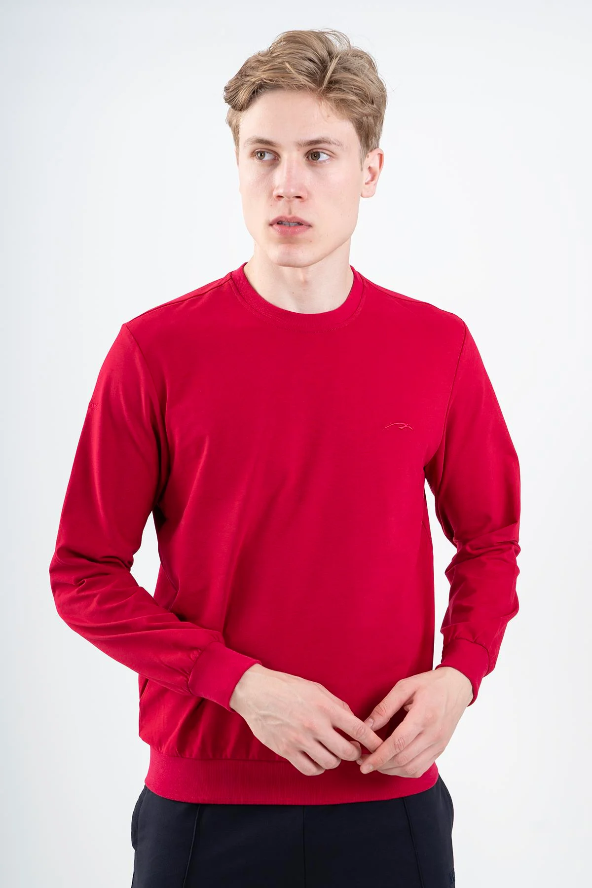 Maraton Comfort Erkek Bisiklet Yaka Koyukırmızı Sweatshirt - 4