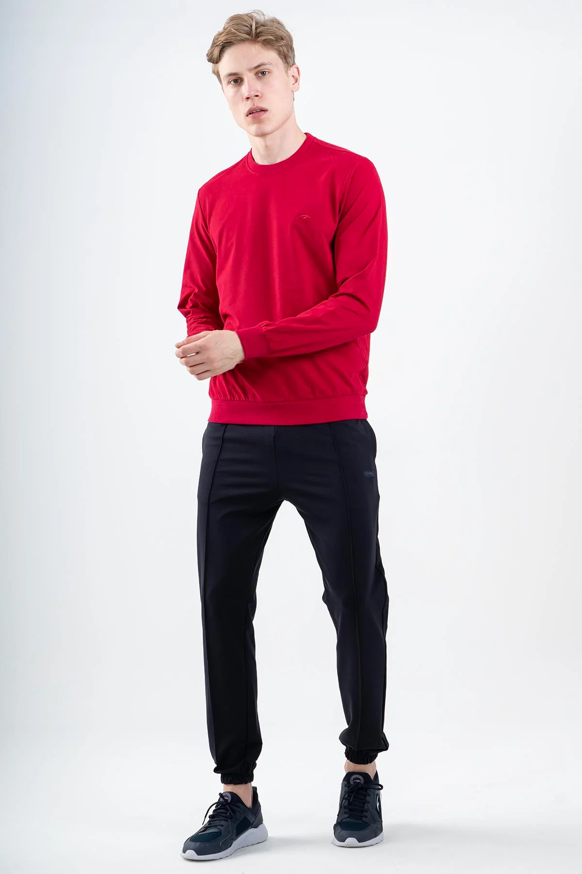 Maraton Comfort Erkek Bisiklet Yaka Koyukırmızı Sweatshirt - 5