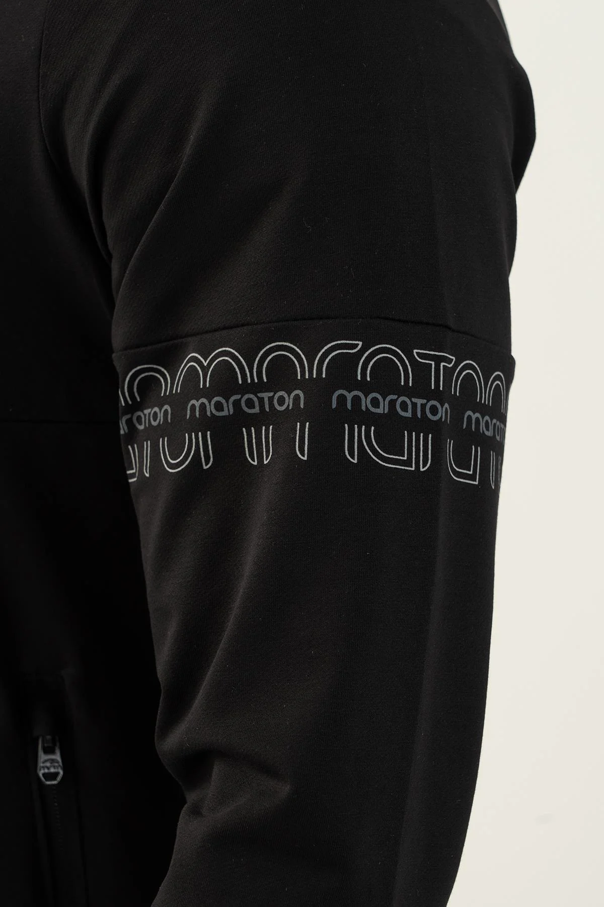 Maraton Comfort Erkek Dik Yaka Dar Paça Siyah Eşofman Takımı - 9